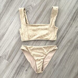 LPA Shimmery Nude Cheetah Print Bikini Womens S/XS Beach Summer Resort Vacation